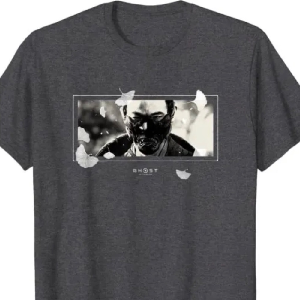 Ghost of Tsushima white falling leaves t-shirt